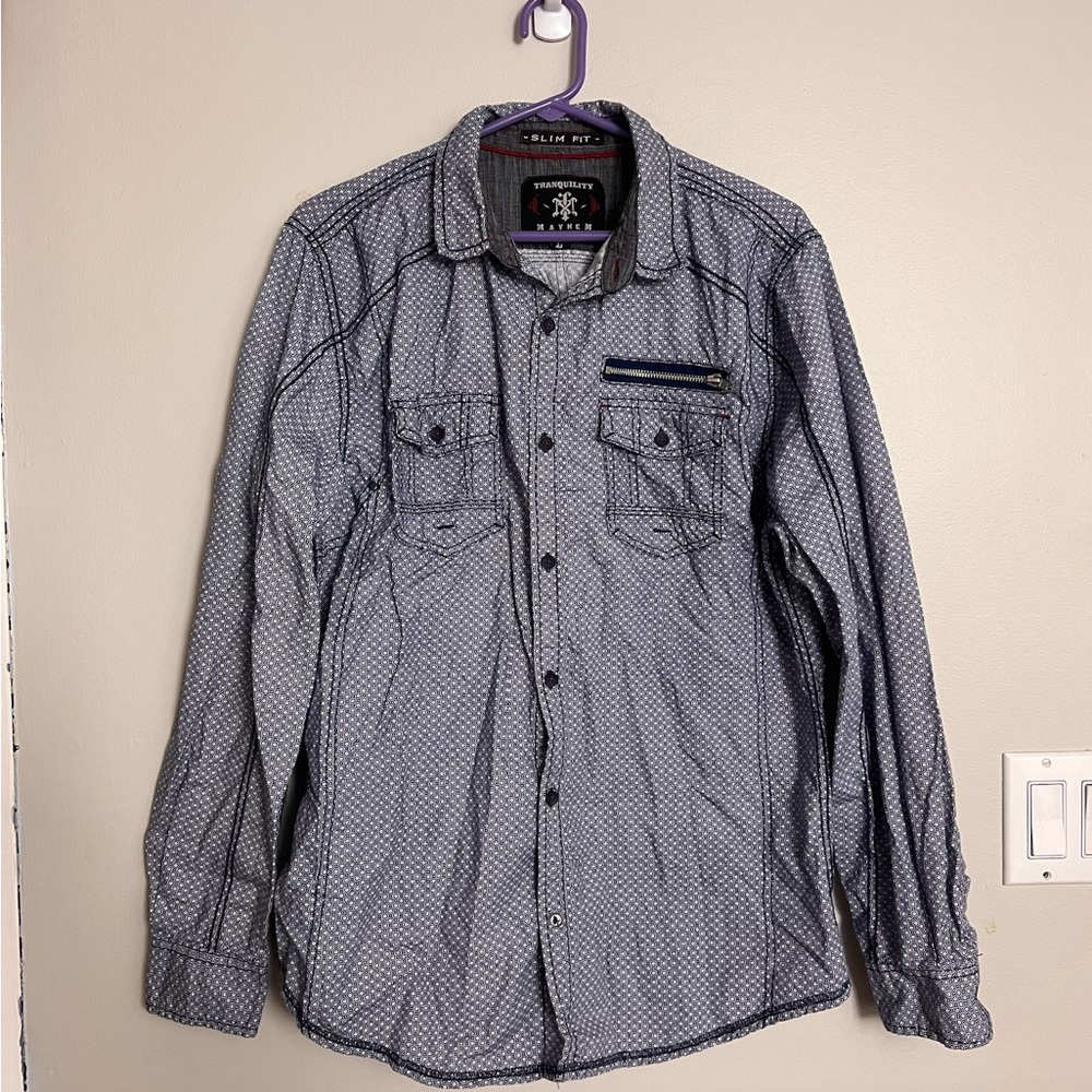 Men's Large Tranquility Mayhem long sleeve button down dress shirt